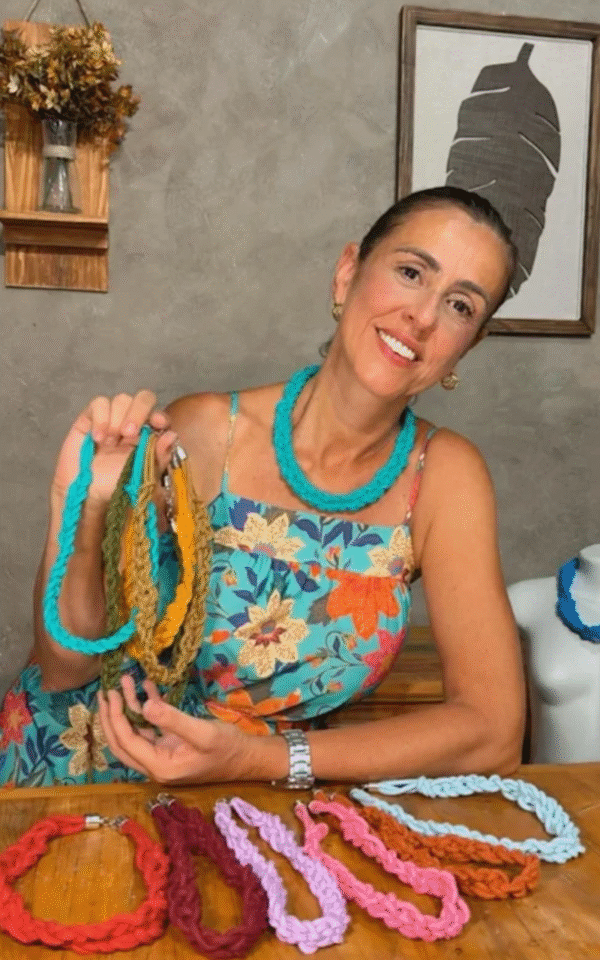 Kit Colar Trançado com Fio de Algodão
