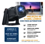 Projetor Hy320 Davely Smart TV Android WiFi6 390 ANSI Lumens Full HD 4K Mini Projetor Portátil Preto com Controle Remoto - Imagem 2