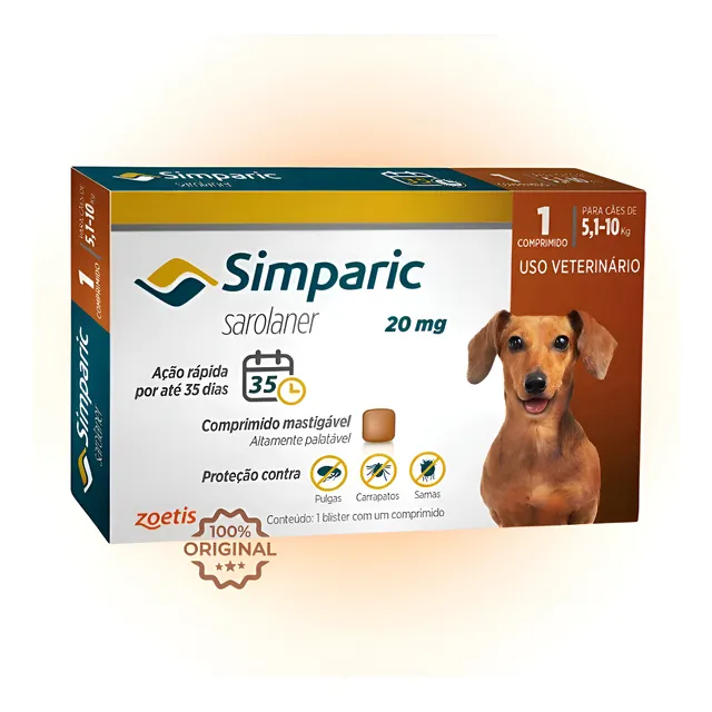 Antipulgas E Carrapatos Simparic 5 A 10kg 20mg 1 Comprimido Laranja-escuro Antipulgas E Carrapatos Simparic 5 A 10kg 20mg 1 Comprimido Laranja-escuro