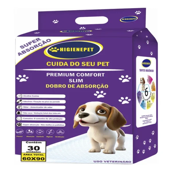 Tapete Higiênico Cães 60x90 30un Comfort Higienepet Branco