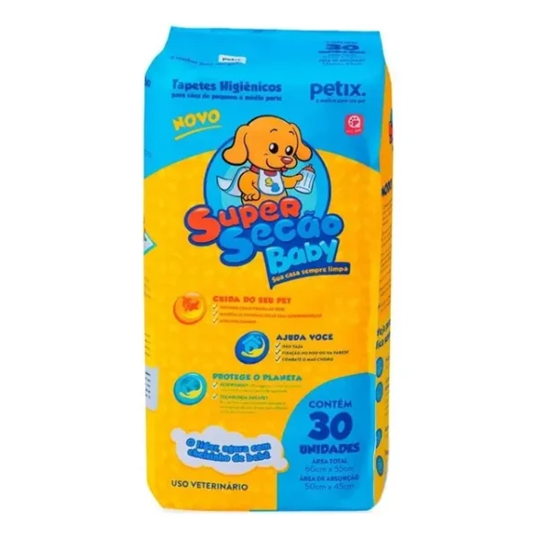 Tapete Higiênico Cães Super Secão Baby Petix C/30 Unidades