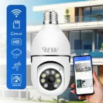 Câmera De Segurança Wifi Lâmpada E27 360° Full Hd Visão Noturna, Áudio, Sensor Movimento, App Yoosee Monitoramento 24h Fácil Instalação Segurança Residencial Imagem Nítida E Com Acesso Remoto Branco