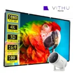Tela Projeção Vithu Home 150 Polegadas Para Projetor Full Hd 4k Uso Interno E Externo Lona Com Ilhos 2,5m Grande Cinema Projetores 127/220v