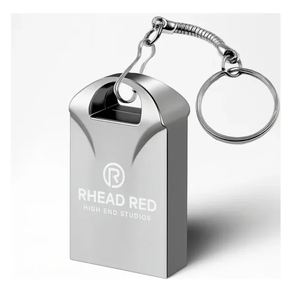 Pen Drive 128gb Mini Usb 2.0 Chaveiro Metalico Resistente Alta Velocidade Seguro Capacidade Ótima De Armazenamento Pc Notebook Rhead Red High End Studios Cor Prateado