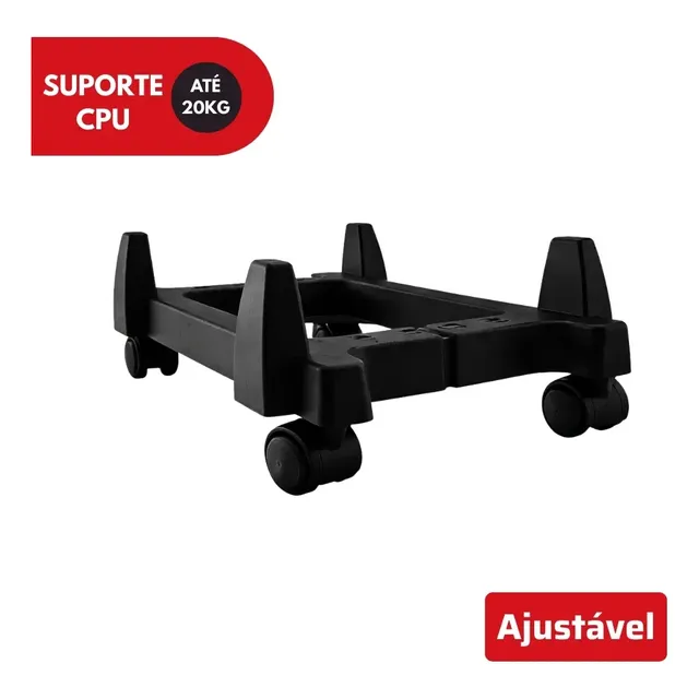Carrinho Para Cpu Suporte Nobreak Com Rodinhas Force Line Preto