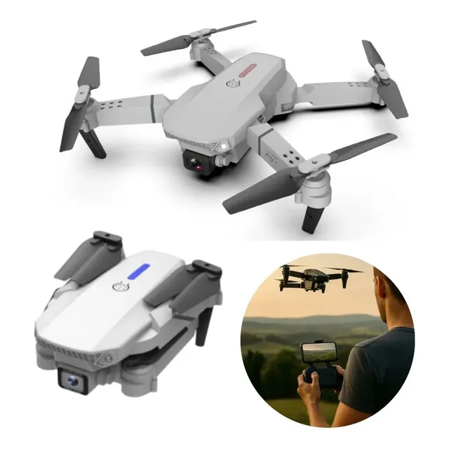 Drone Mini Pro 2 Câmeras Com Aplicativo Para Acompanhamento Em Tempo Real 2 Baterias Completo Com Assistente De Pouso E Sensores + Maleta De Transporte Drone Cinza