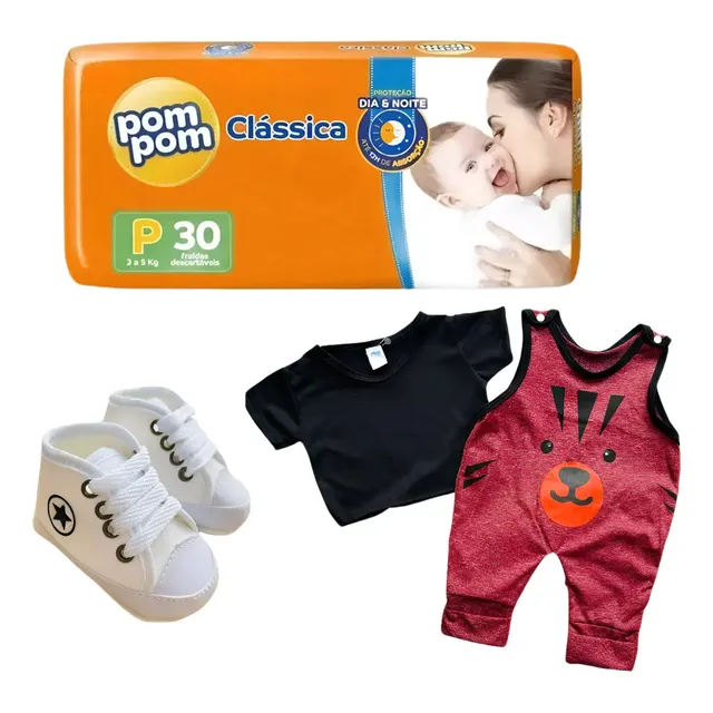 Kit Chá de Bebê Menino: Fraldas Essenciais + Mimos Especiais