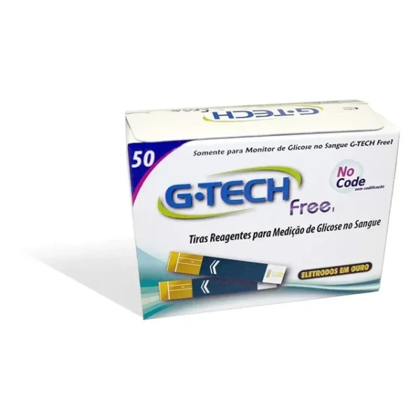 Tiras Fitas De Glicemia G-tech Free Com 50 Unidades Branco