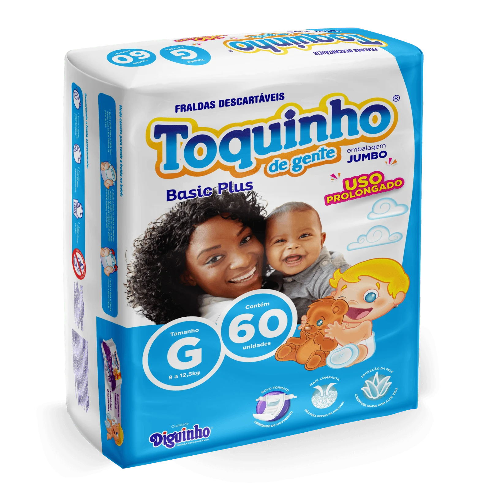 Fralda Toquinho De Gente Basic Plus Tamanho G Com 60 Unid